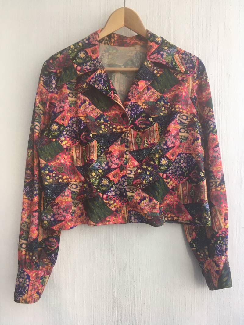 Vintage 70S Bluse Buntes Crop Top | Größe M von VirtageVintage