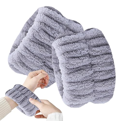 Handgelenk-Spa-Waschband | 2 Stück Coral Fleece Spa-Armbänder saugfähig - Elastische Spa-Armbänder, Haargummis für Frauen, flauschige Handgelenkhandtücher zum Waschen des Gesichts, für Virtcooy von Virtcooy