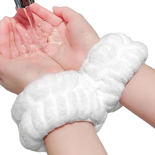 Handgelenkwaschbänder - 2 Stück saugfähige Korallenvlies-Handgelenk-Gesichtswaschbänder | Flauschige Spa-Armbänder, Handgelenkhandtücher zum Waschen des Gesichts, Haargummis für Frauen, Yoga, Virtcooy von Virtcooy