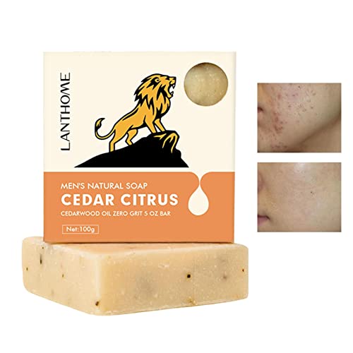 Natürliche Stückseife für Männer,Cedar Citrus Mens Natural Body Wash Bar Seife | 100 g handgemachte feuchtigkeitsspendende Seife aus Zedernholz mit ätherischen Ölen, kaltgepresste Seife für Virtcooy von Virtcooy