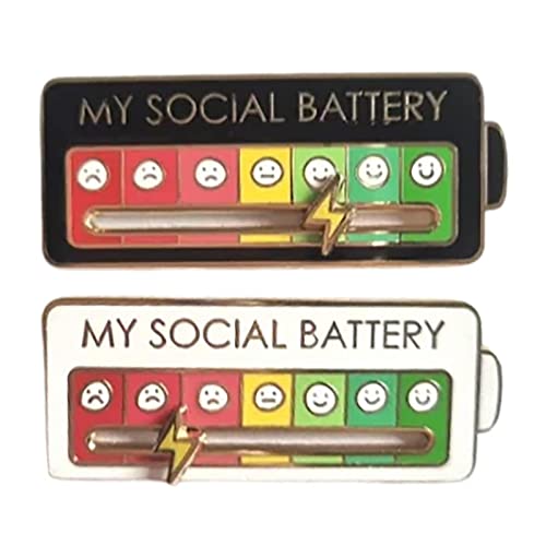 Sozialer Batterie-Pin | Meine soziale Batterie, kreative Anstecknadel, lustige Brosche für soziale Stimmung, Emaille-Stimmungsnadel für 7 Tage die Woche, funktionale ästhetische Brosche für Frauen von Virtcooy