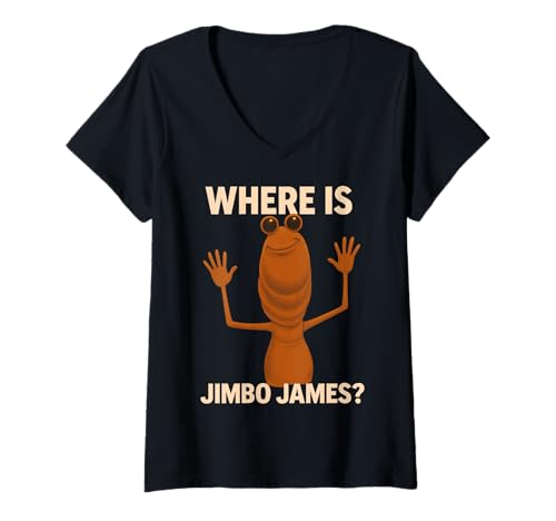 Damen Marcus The Worm Virtual Chat Meme Where Is Jimbo James T-Shirt mit V-Ausschnitt Damen Marcus The Worm Virtual Chat Meme Where Is Jimbo James T-Shirt mit V-Ausschnitt von Virtual Chat Meme Worm Universe