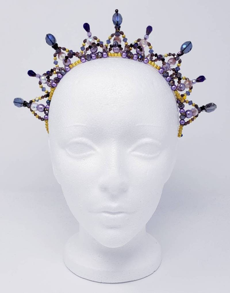 Perlen Ballett Tiara, Kopfschmuck - Lila Und Gold Perlen Ballett Tiara, Kopfschmuck - Lila Und Gold von VirtuosoBoutique
