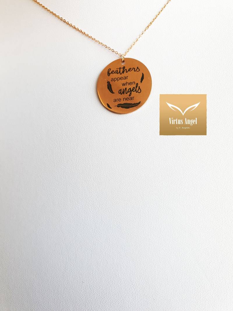 Federn Erscheinen, Wenn Engel in Der Nähe Sind - Edelstahl Halskette Geschenk Party, Geburtstag, Mutter Schwester Beste Freundin von VirtusAngel