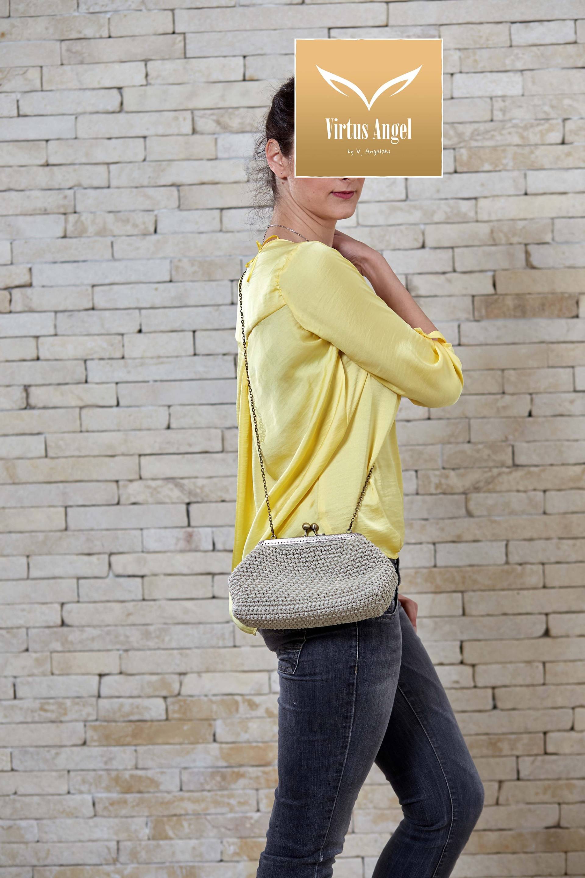 Gehäkelte Tasche Mit Kette, Vintage-Metallrahmen, Wasserfester Rucksack, Handgefertigte Taschen, Made in Griechenland, Luxustaschen, Modetasche Gehäkelte Tasche Mit Kette, Vintage-Metallrahmen, Wasserfester Rucksack, Handgefertigte Taschen, Made in Griechenland, Luxustaschen, Modetasche von VirtusAngel