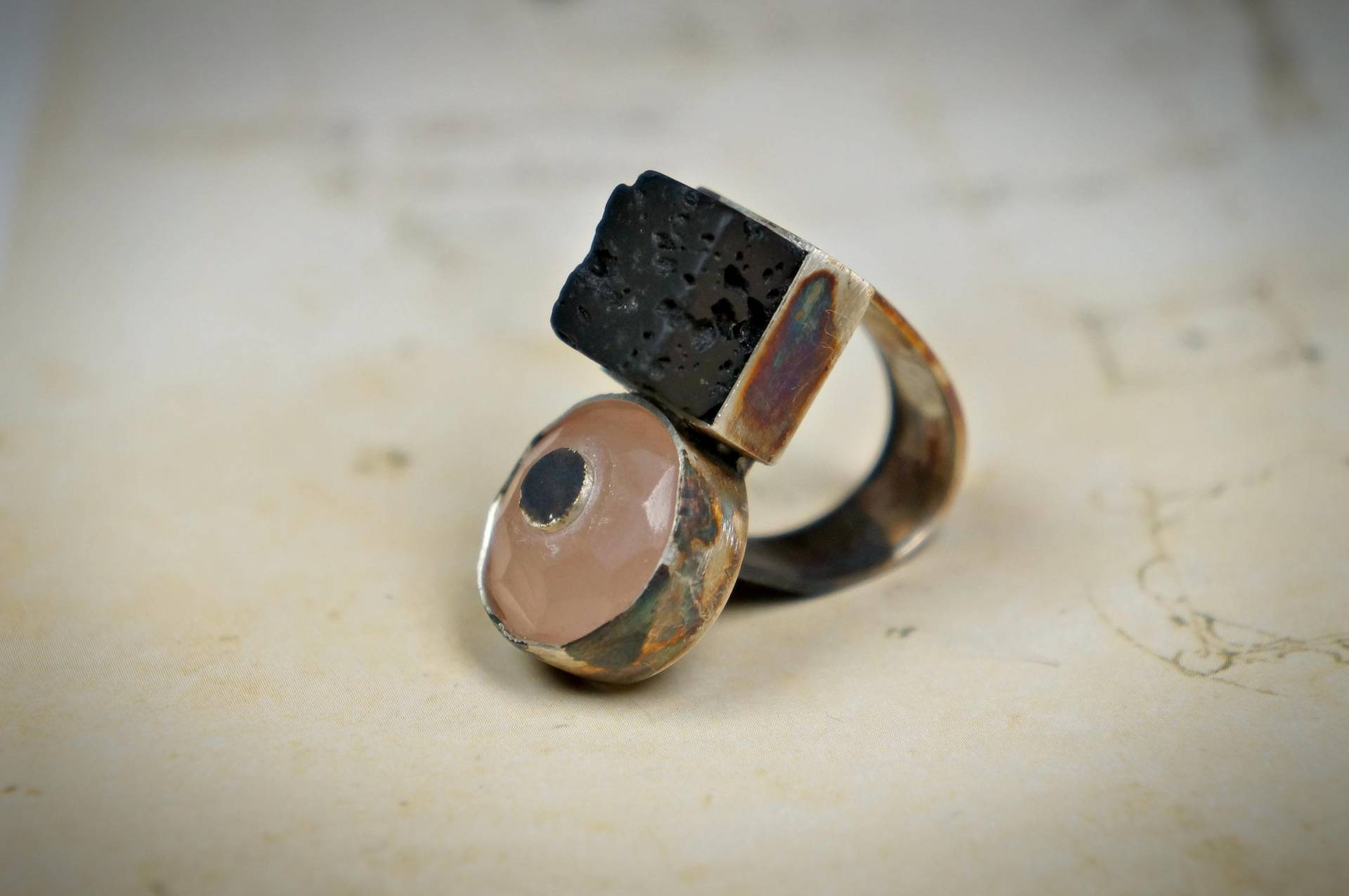 Sterling Silber Ring, Rosenquarz 5. Jahrestag Geschenk, Cocktail Verstellbarer Geburtsstein Statement Edelstein Ring Sterling Silber Ring, Rosenquarz 5. Jahrestag Geschenk, Cocktail Verstellbarer Geburtsstein Statement Edelstein Ring von VirtusFormae