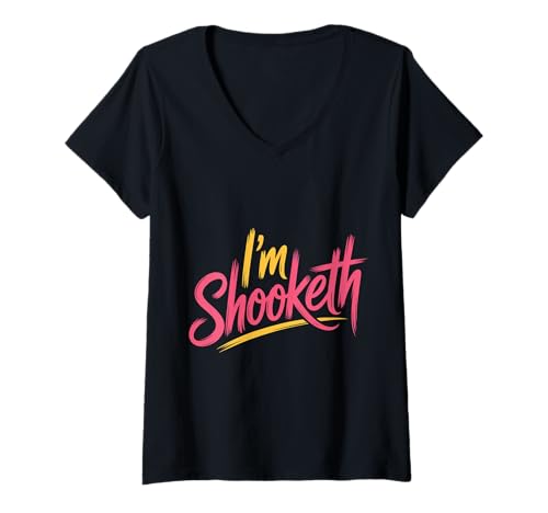 Damen I'm Shooketh Trending Internet -Meme -Reaktion - T-Shirt mit V-Ausschnitt von Virusmeme -Reaktionen