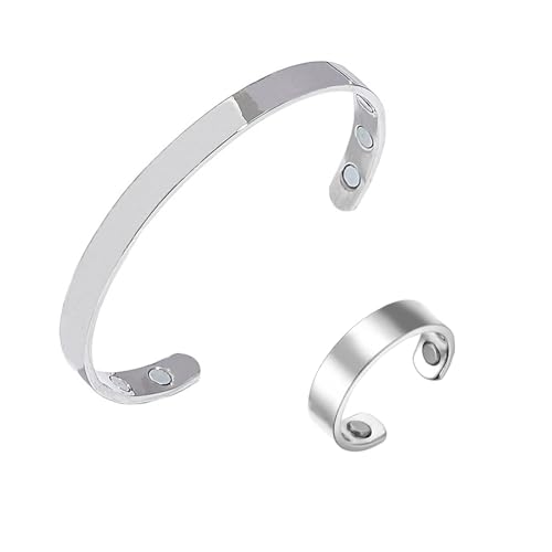 Damen Wechseljahre, Magnetringe Damen, Magnetring Wechseljahre, Reduziert Stress& Angstgefühle Verbessert dieSchlafqualität (Silberarmband + Ring) von VisBeaut