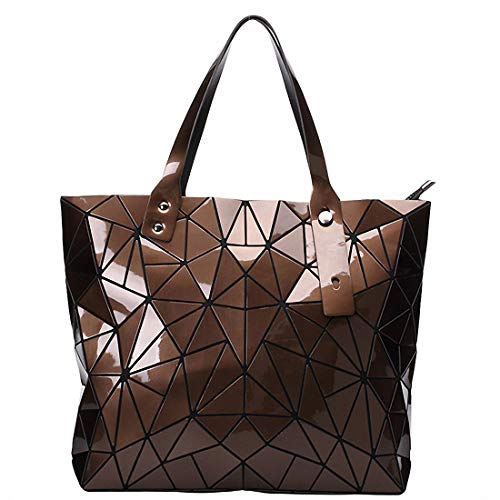 VisBeaut Handtasche mit geometrischem Gittermuster und Tragegriff für Damen, matte Tragetasche, Handtasche, geometrische Schultertasche (006coff) von VisBeaut