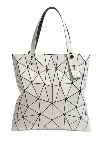 VisBeaut Handtasche mit geometrischem Gittermuster und Tragegriff für Damen, matte Tragetasche, Handtasche, geometrische Schultertasche (Style 18) von VisBeaut