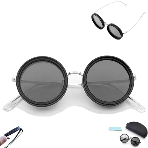twist vision sonnenbrille verstellbare tönung,einstellbare 1-9 Gears Adjustable Sunglasses,djustable Tint Round Polarized Sunglasses for Men with (A) von VisBeaut