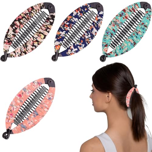 VisageVitalit 4 stücke Banana Clip, Blumen Haarspangen Damen, Bananen-Haarklammern, Dekorative Haarschmuck-Spangen für langes Haar von VisageVitalitt