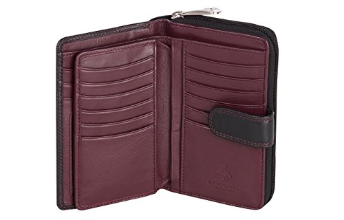 VISCONTI ® Leder Portemonnaie Damen RFID Schutz Geldbeutel Damen Geldbörse Bifold Mehrfarbig Portmonee in Geschenk-Box (Bordeaux) von VISCONTI