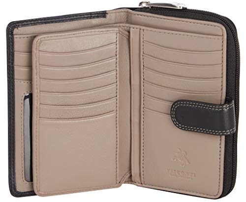 VISCONTI ® Leder Portemonnaie Damen RFID Schutz Geldbeutel Damen Geldbörse Bifold Mehrfarbig Portmonee in Geschenk-Box von VISCONTI