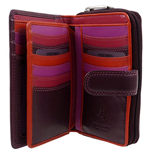 Visconti Damen Geldbörse aus weichem Leder Rio Collection von Visconti Designer Pflaume Fuchsia von Luchiano Visconti