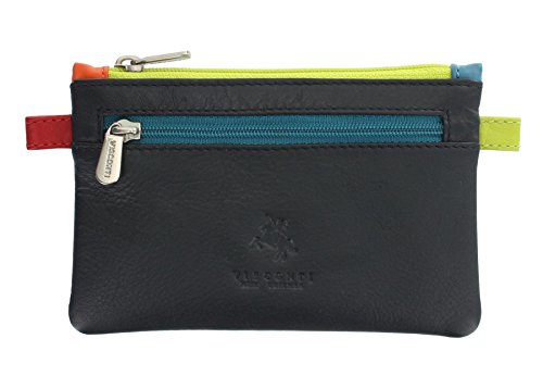 Visconti Leder CORA Münzbörse, oberer Reißverschluss, mit Schlüsselring CP2 Marineblau von VISCONTI