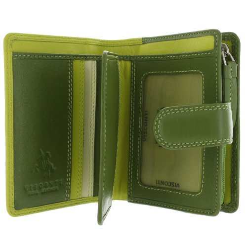 Visconti Leder Rainbow-Kollektion, Geldbörse BALI mit RFID-Schutz RB40 Grün Multi von VISCONTI