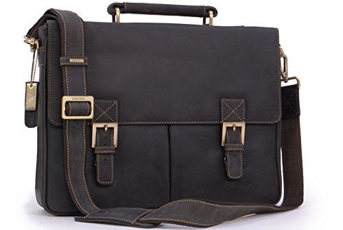 VISCONTI – Herren Leder Laptoptasche 16 Zoll - Schultertasche Groß - Arbeitstasche für Laptop und Notizbuch A4 – BERLIN - 18716 – Öl Braun von VISCONTI