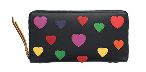 VISCONTI Love Collection Leidenschaft Leder mit Rundum-Reißverschluss-Geldbeutel RFID LV5 Schwarz von VISCONTI