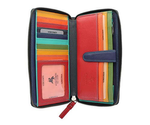 Visconti Spectrum Kollektion IRIS Geldbörse Geldbeutel Leder, umlaufender Reißverschluss und RFID-Schutz SP33 Schwarz/Hawaii von VISCONTI