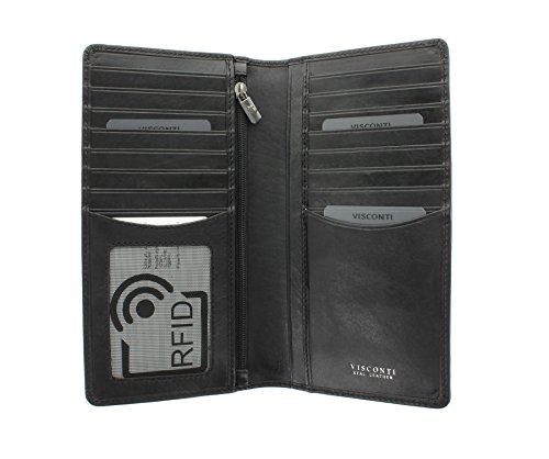 VISCONTI Tuscany-Kollektion Carrara Brieftasche Leder - mit RFID-Schutz TSC45 Schwarz von VISCONTI
