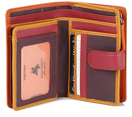 Visconti Twofold 100% Pur Leder Damen Geldbörse Mehrfarbig Purse(RB51) RFID - Orange von VISCONTI