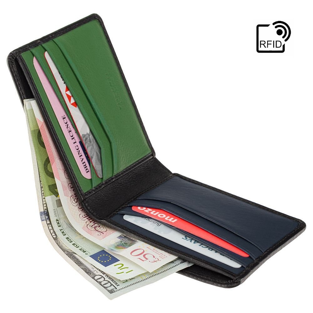 Finn Slim Wallet Von Visconti - An Rfid Blocking Card Schwarz/Kobaltblau/Ferngrün Tragen Sie Karten Und Bargeld Fn71 von ViscontiLeather