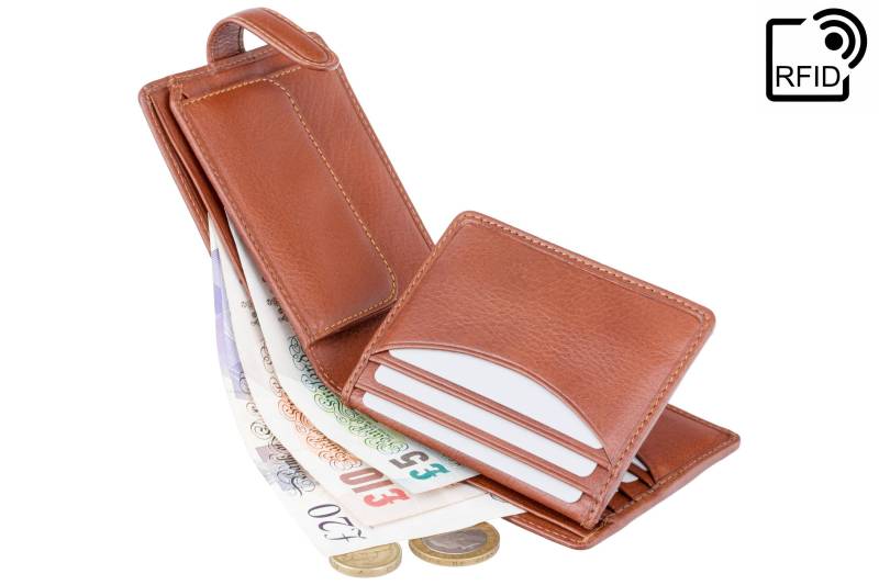 Visconti - Luxuriöse Braune Leder-Geldbörse Mit Knopfverschluss Und Rfid-Schutz Geldbörsen Für Herren Veg Tan Premium-Leder Handgefertigt Tsc48 von ViscontiLeather