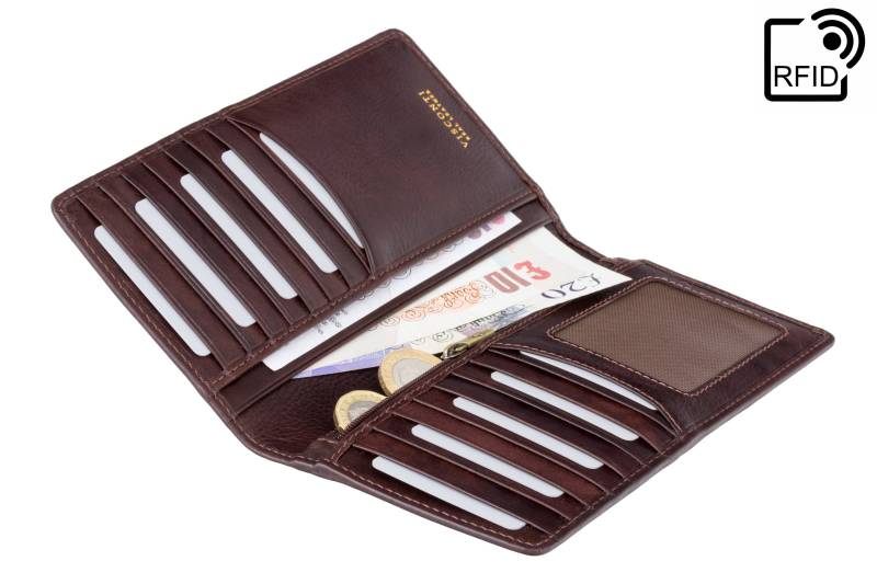 Visconti - Luxus Braune Lange Leder Geldbörse Mit Rfid Schutz Jacken Geldbörsen Für Herren Veg Tan Premium Kartenhalter von ViscontiLeather
