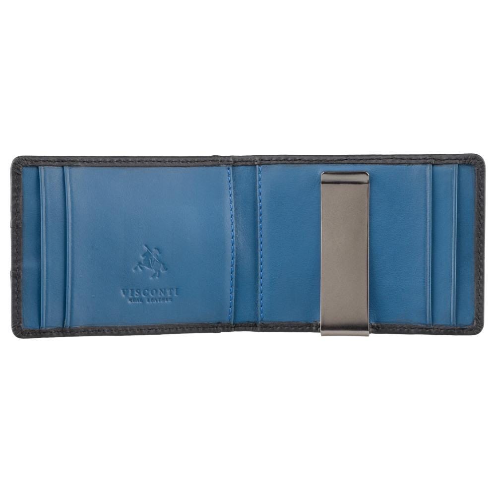 Visconti - Rfid Mini Portemonnaie Mit Geldklammer Leder Schwarz/Blau Kartenhalter Geldbörsen Für Männer Vsl57 Geschenkbox von ViscontiLeather