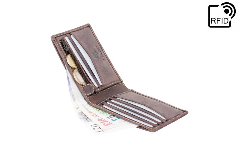 Visconti - Schlankes Leder Portemonnaie Mit Rfid Geöltes Braun Kartenetui Münzetui Vsl20 Premium von ViscontiLeather