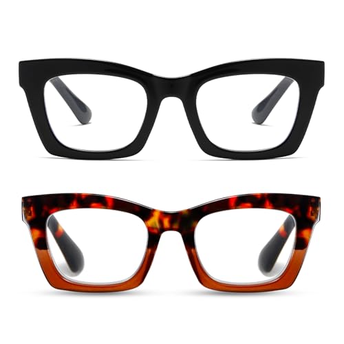 Viseng 2er-Pack Lesebrille mit Quadratischer Rahmen für Damen Übergroße Brillen Anti Blaulicht Lesebrille Modische Retro mit Feder Scharnier 3.0 Viseng 2er-Pack Lesebrille mit Quadratischer Rahmen für Damen Übergroße Brillen Anti Blaulicht Lesebrille Modische Retro mit Feder Scharnier 3.0 von Viseng