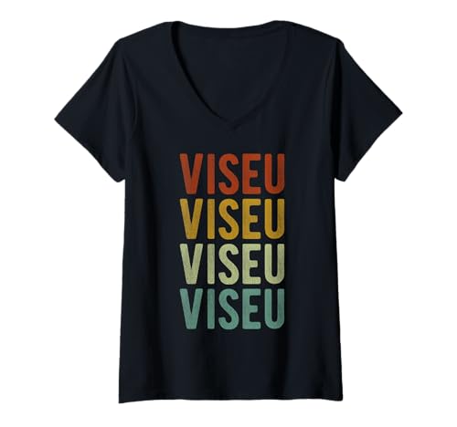 Damen Viseu City Portugal Retro T-Shirt mit V-Ausschnitt von Viseu Portugal Retro