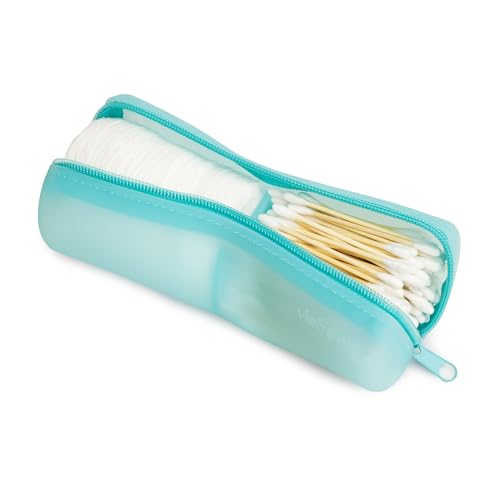 Visfresh Runde Wattestäbchen-Reisetasche, 2-in-1, tragbarer Haar-Zubehör-Organizer, Haargummi- und Haarnadel-Halter, Reise-Qtips-Etui, Geldbörsen-Organisation, Zahnseide-Halter (blau) von Visfresh