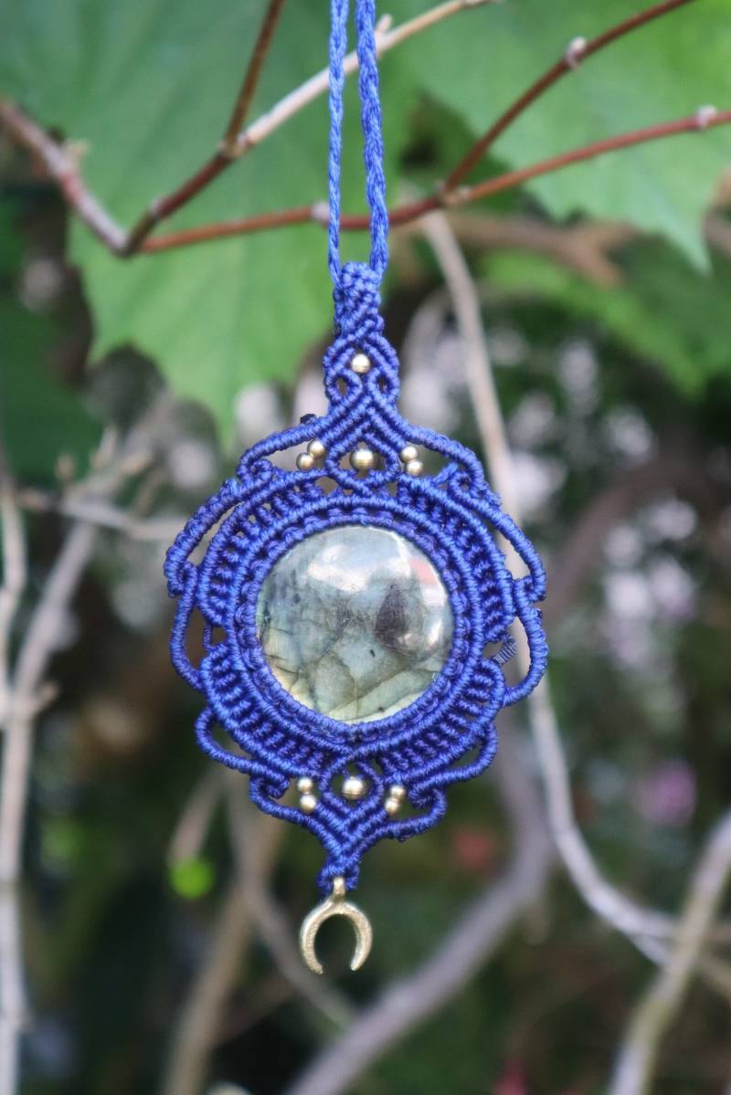 Blaues Macramee Amulett Mit Labradorit, Elfenkette, Makrame Kette, Heilstein, Hippie, Boho, Chakra, Elfen , Psy von Vishaad143