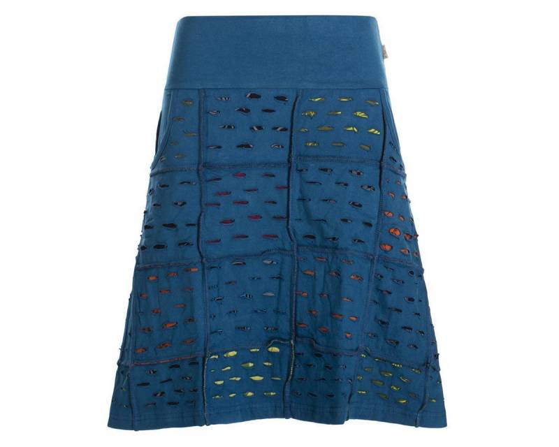 Vishes A-Linien-Rock Damen knielang Rock Baumwolle Cutwork Design A-Linie elastischer Bund Alternative Bekleidung, Ethno, Hippie, Retro Style von Vishes