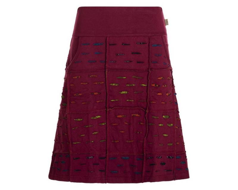 Vishes A-Linien-Rock Damen knielang Rock Baumwolle Cutwork Design A-Linie elastischer Bund Alternative Bekleidung, Ethno, Hippie, Retro Style von Vishes