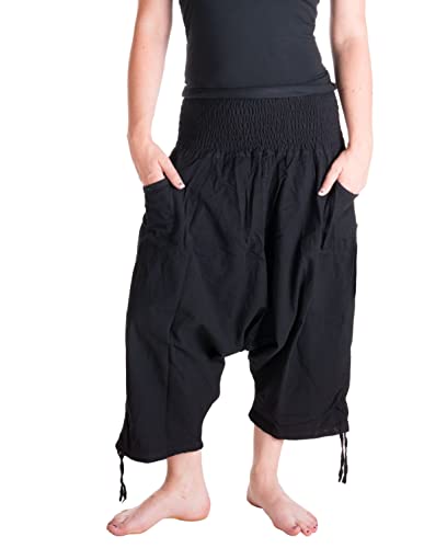 Vishes - Alternative Bekleidung - Damen Lässige Extra Weite Hose Baggy Schlupfhose Dehnbund Taschen schwarz von Vishes