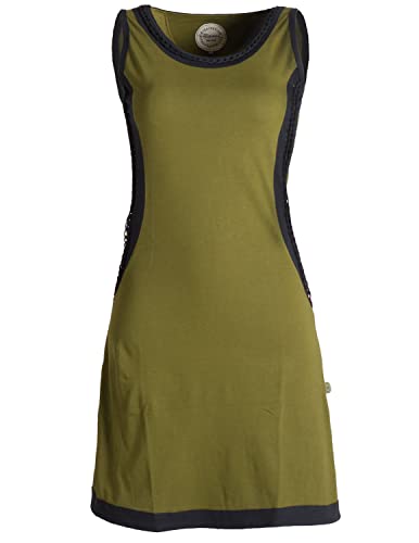 Vishes - Alternative Bekleidung - Ärmelloses Kleid aus Biobaumwolle mit geflochtenen Einsätzen Olive 38 von Vishes