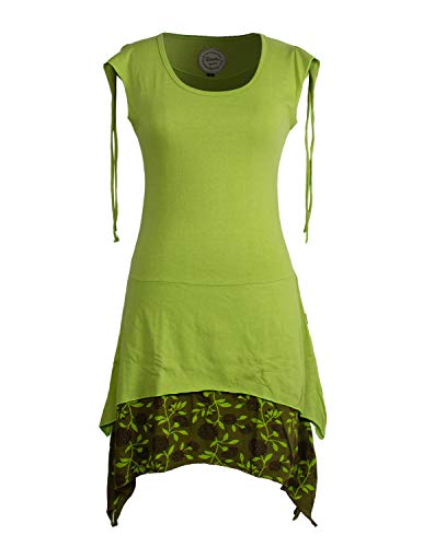 Vishes - Alternative Bekleidung - Ärmelloses Lagen-Look Elfen Zipfelkleid aus Baumwolle hellgrün 46-48 von Vishes