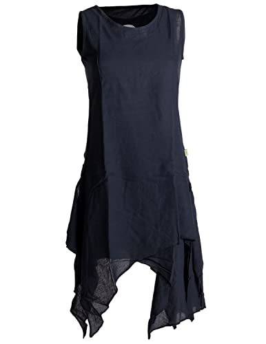 Vishes - Alternative Bekleidung - Ärmelloses Zipfeliges Lagenlook Kleid/Tunika aus handgewebter Baumwolle schwarzuni 40 Vishes - Alternative Bekleidung - Ärmelloses Zipfeliges Lagenlook Kleid/Tunika aus handgewebter Baumwolle schwarzuni 40 von Vishes