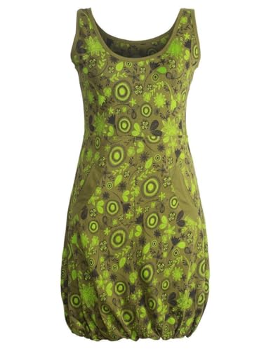 Vishes - Alternative Bekleidung - Ärmelloses mit Blumen Bedrucktes Ballonkleid mit Taschen Olive 38 von Vishes