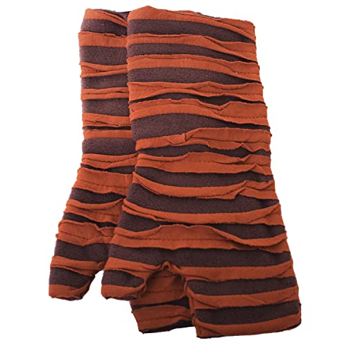 Vishes - Alternative Bekleidung - Arm Stulpen Pulswärmer mit Daumen Handschuhe Aufgeschnitten Cutwork braun von Vishes