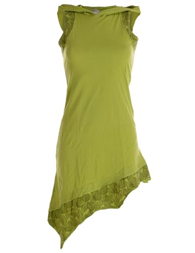 Vishes - Alternative Bekleidung - Asymmetrisches Damen Elfenkleid Baumwolle mit Zipfelkapuze hellgrün 40 von Vishes