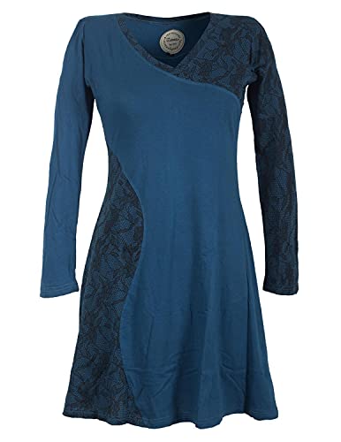 Vishes - Alternative Bekleidung - Asymmetrisches Damen Lagenlook Kleid Baumwolle mit Spitze Bedruckt türkis 46 Vishes - Alternative Bekleidung - Asymmetrisches Damen Lagenlook Kleid Baumwolle mit Spitze Bedruckt türkis 46 von Vishes