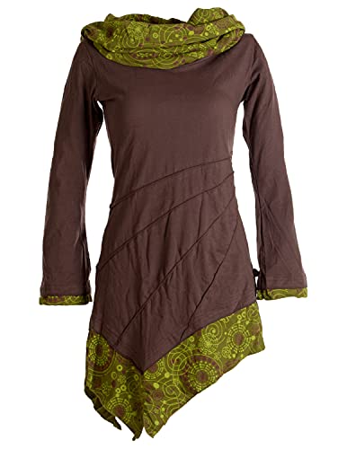 Vishes - Alternative Bekleidung - Asymmetrisches Kleid aus Baumwolle mit Schalkragen Dunkelbraun 38 (M) von Vishes