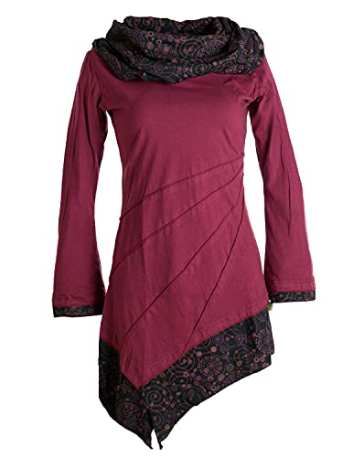 Vishes - Alternative Bekleidung - Asymmetrisches Kleid aus Baumwolle mit Schalkragen dunkelrot 38 (M) von Vishes