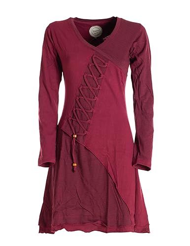 Vishes - Alternative Bekleidung - Asymmetrisches Langarm Damen Baumwoll-Keid Shirt-Kleid dunkelrot 38 von Vishes