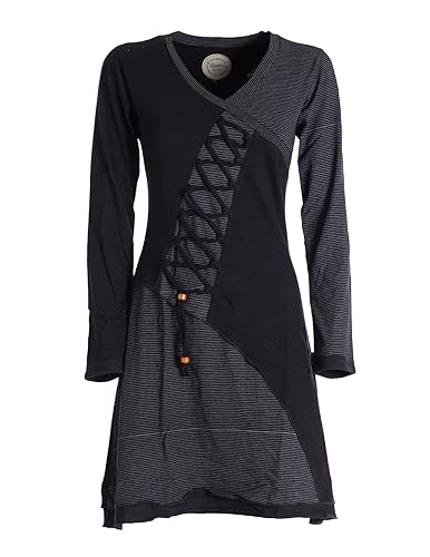 Vishes - Alternative Bekleidung - Asymmetrisches Langarm Damen Baumwoll-Keid Shirt-Kleid schwarz 48 von Vishes