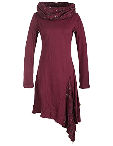 Vishes - Alternative Bekleidung - Asymmetrisches Langarm Damen Zipfelkleid Baumwolle Schalkragen dunkelrot 40 von Vishes